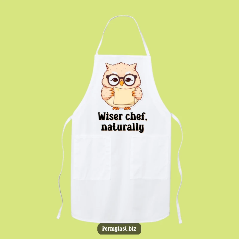 Funny Chef Owl Apron - Wise Smirk Cooking Gift for Kitchen Scholars