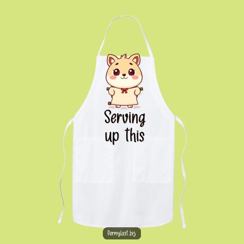 Funny Character Scroll Apron: Cook and Announce with Whimsy