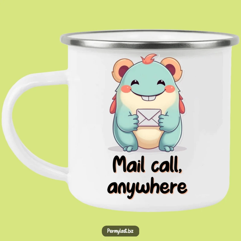 Durable Funny Grinning Creature Camping Mug - Outdoor Email Icon Fun