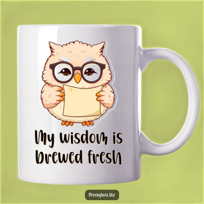 Funny Professor Owl Mug - Wise Smirk Scroll Reading Gift for Book Lovers