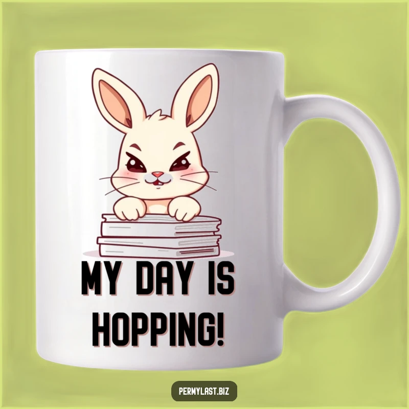 Funny Bunny Mischief Mug - Giggling Overload Document Holder Gift
