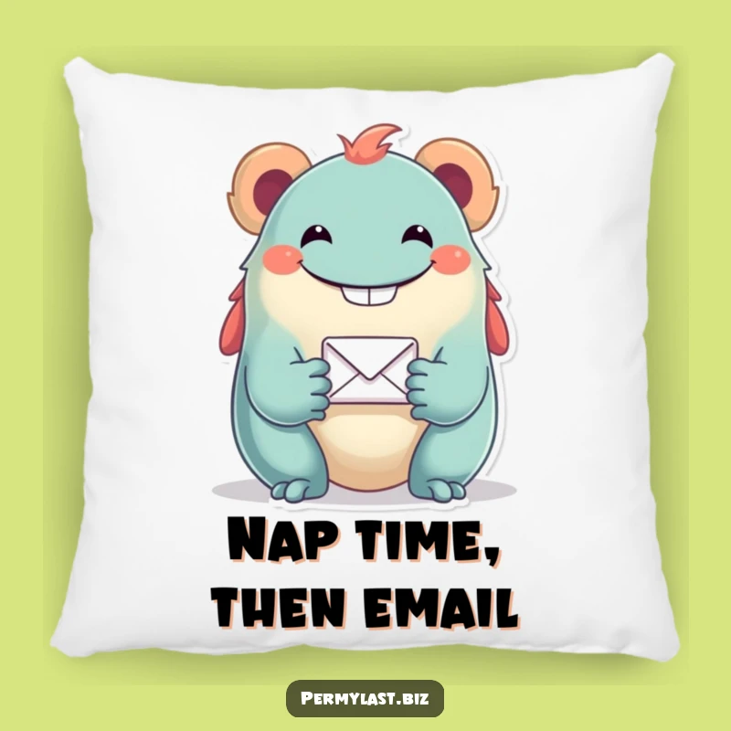Soft Funny Grinning Creature Pillow - Cozy Email Icon Cushion Gift