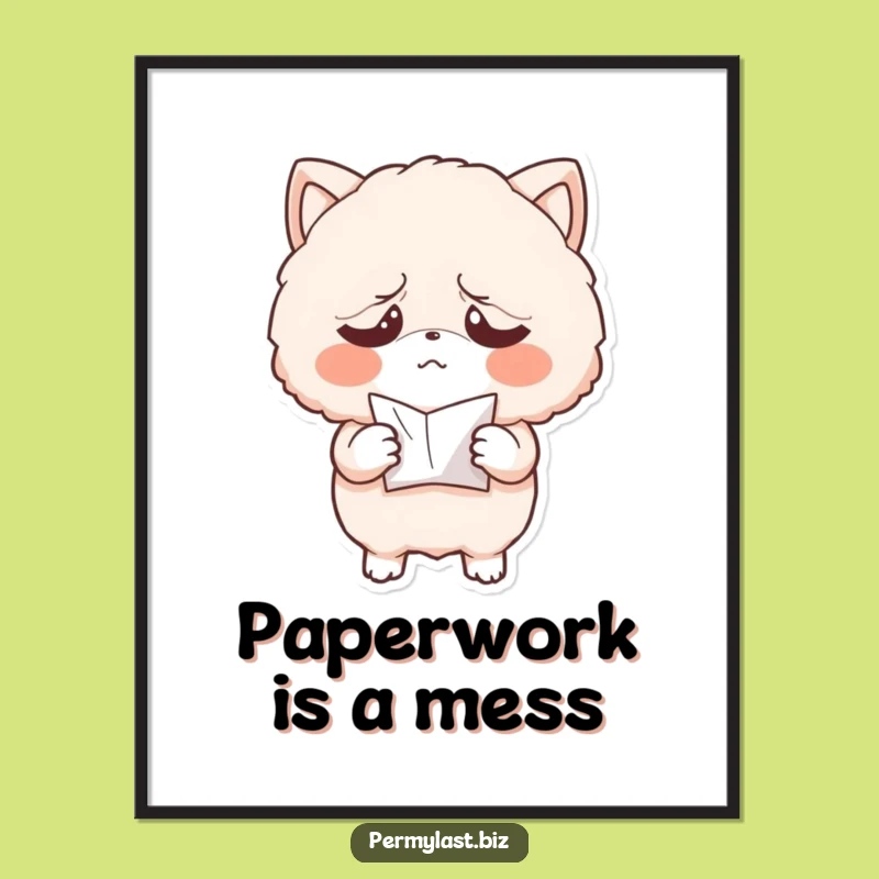 Funny Fluffy Exasperated Digital Art - High-Quality Crumpled Paper Print