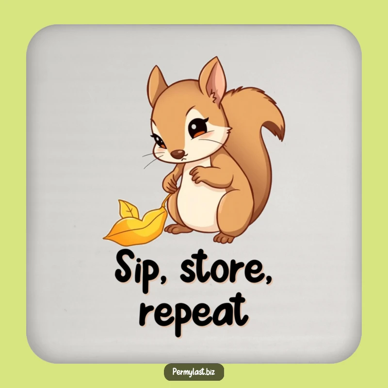 Funny Squirrel Coaster - Determined Leaf Protector Gift for Tables