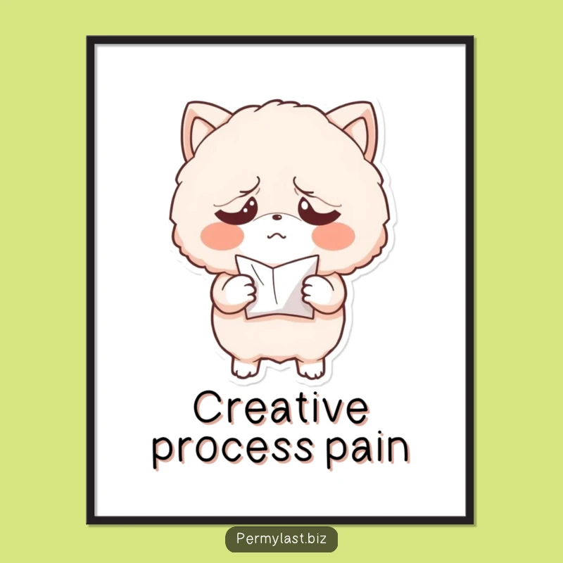 Funny Fluffy Exasperated Poster - Quirky Crumpled Paper Wall Art Gift