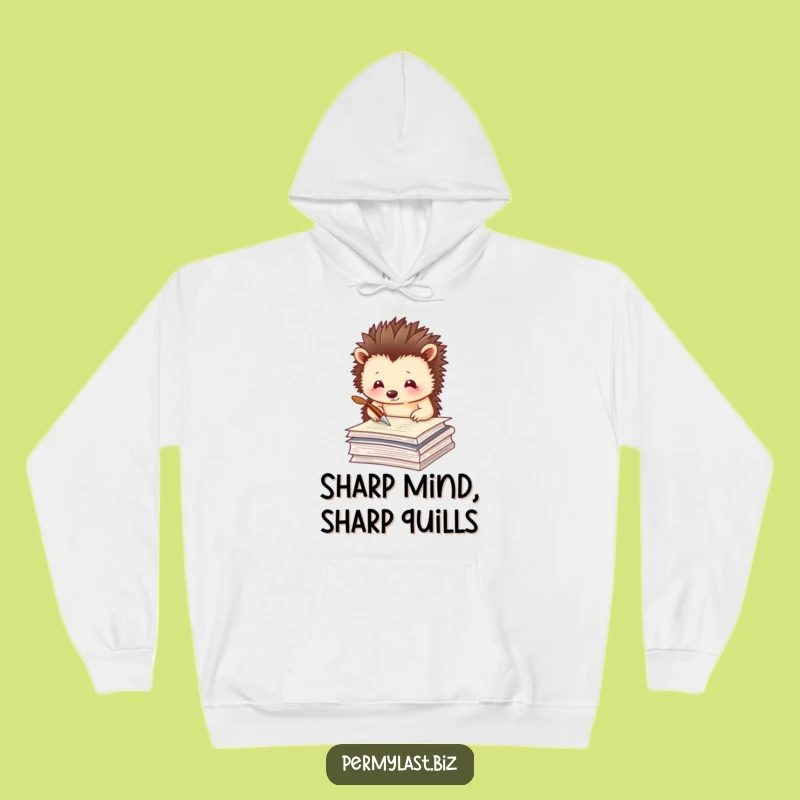 Funny Hedgehog Hoodie - Cozy Quill Writer Pullover Gift for Thinkers