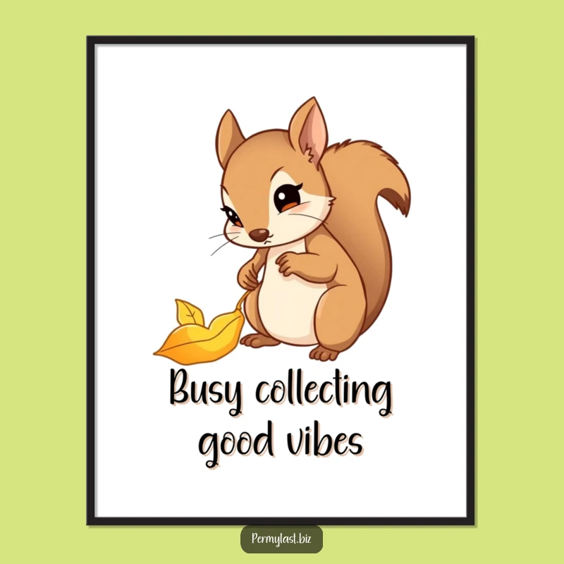 Free Printable Funny Squirrel Wall Art: Determined Leaf Decor, Perfect Downloadable Gift