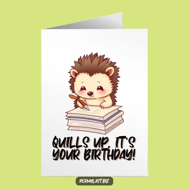 Free Printable Funny Hedgehog Birthday Card: Thoughtful Quill Greeting, Perfect Downloadable Gift