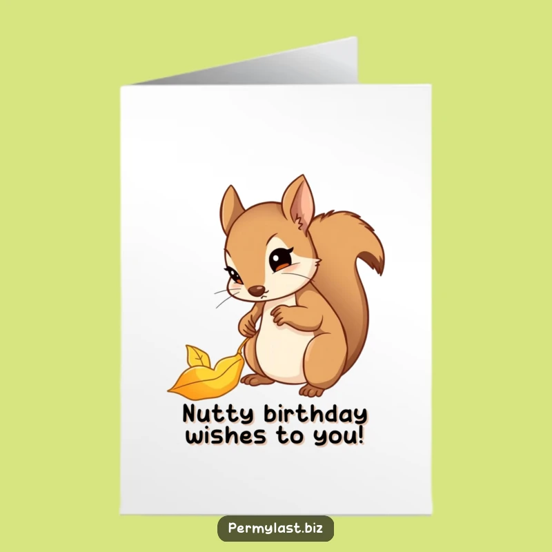 Free Printable Funny Squirrel Birthday Card: Determined Leaf Filing, Perfect Downloadable Gift