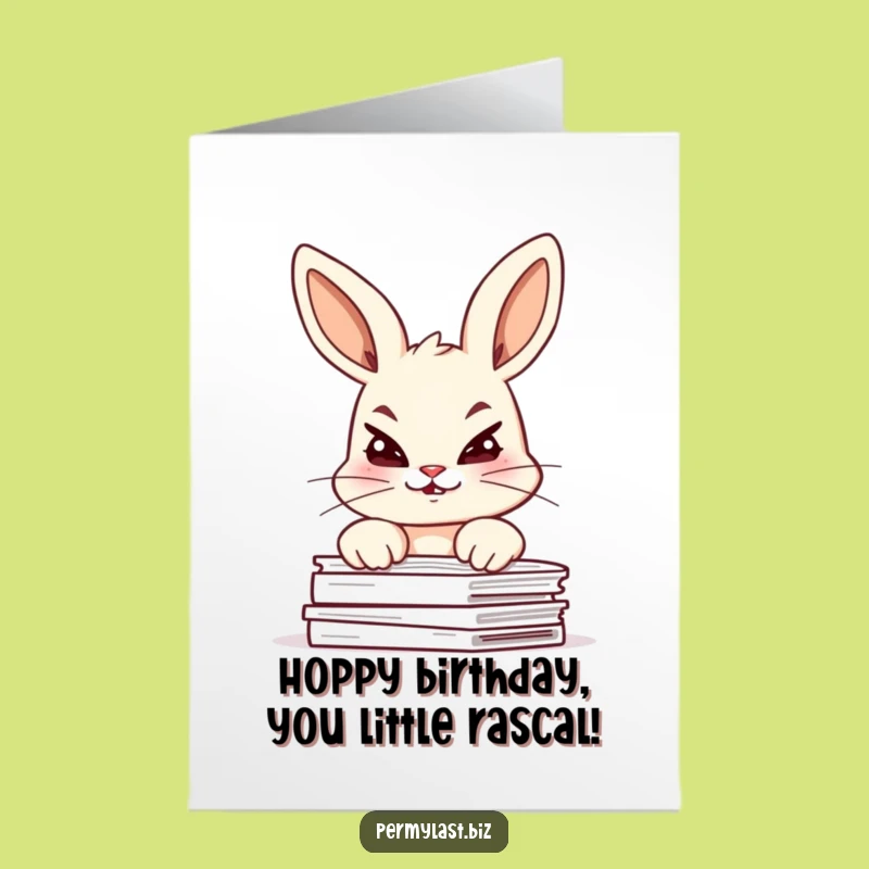 Free Printable Funny Bunny Birthday Card: Mischievous Giggles Greeting, Perfect Downloadable Gift