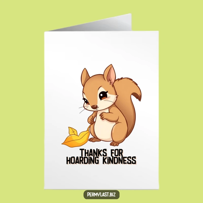Free Printable Funny Squirrel Thank You Card: Determined Leaf Filing, Perfect Downloadable Gift