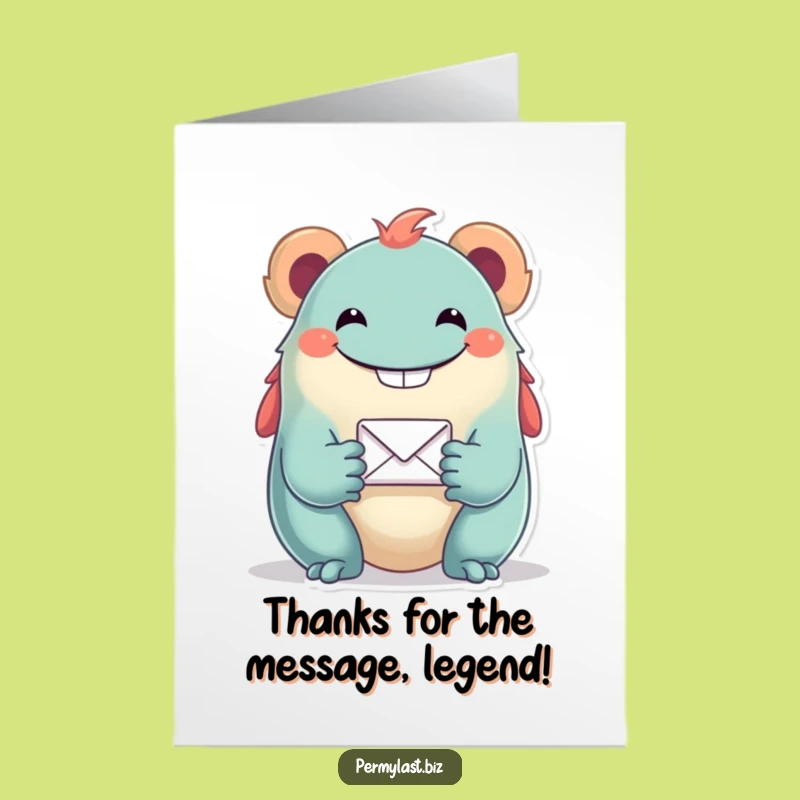 Free Printable Thank You Card: Grinning Creature's Email, Funny Downloadable Gift