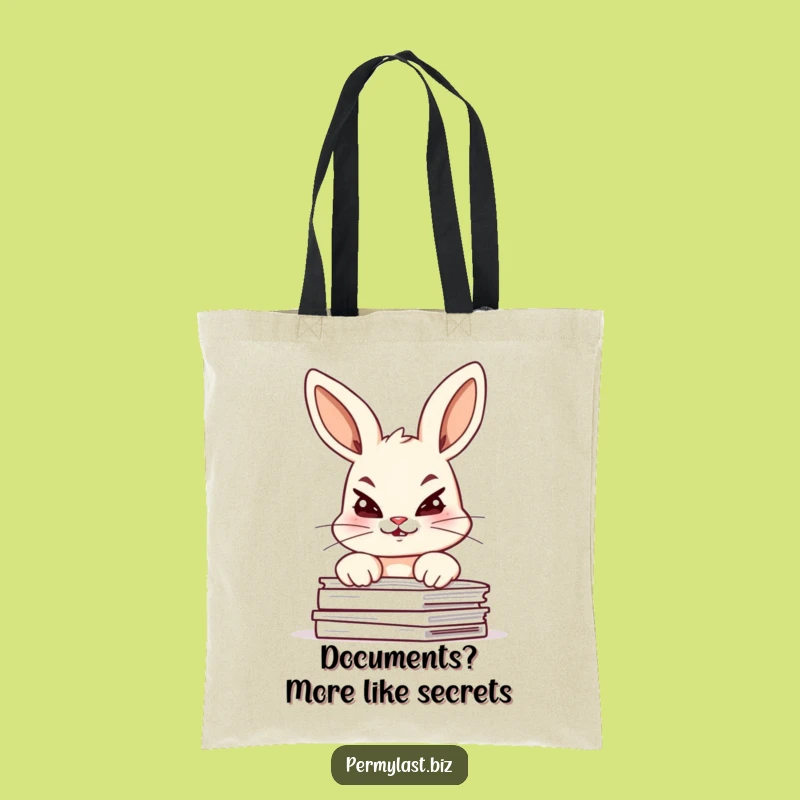 Funny Bunny Tote Bag - Mischievous Document Holder Gift for Fun
