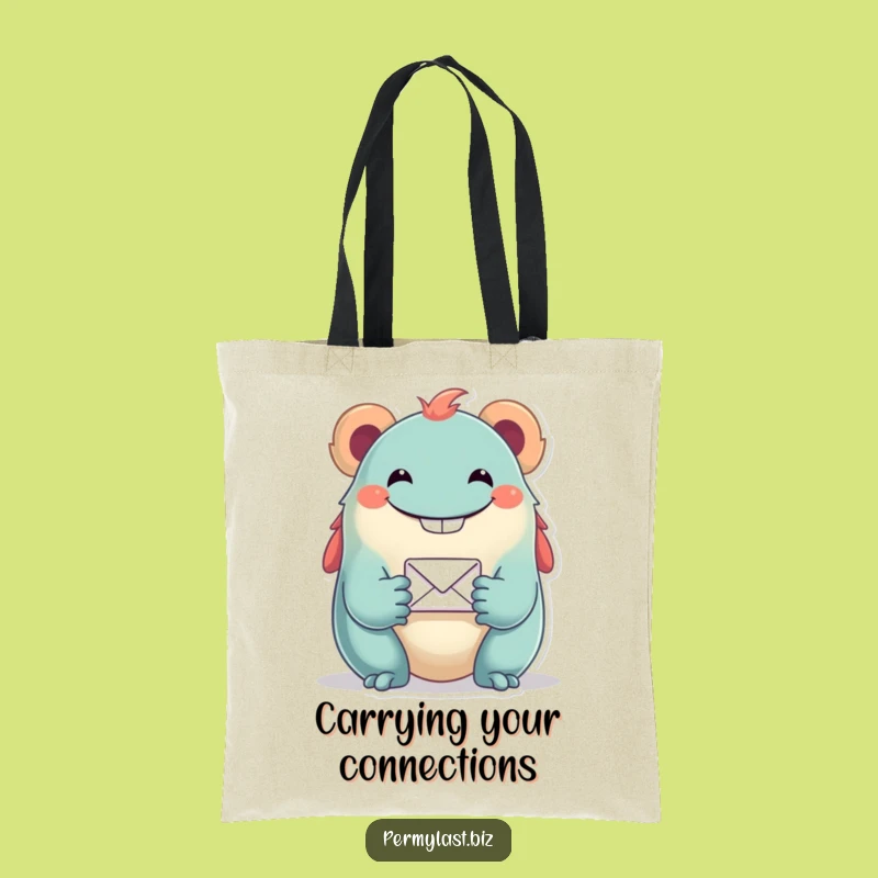 Funny Grinning Creature Tote Bag - Stylish Email Icon Carry-All Gift
