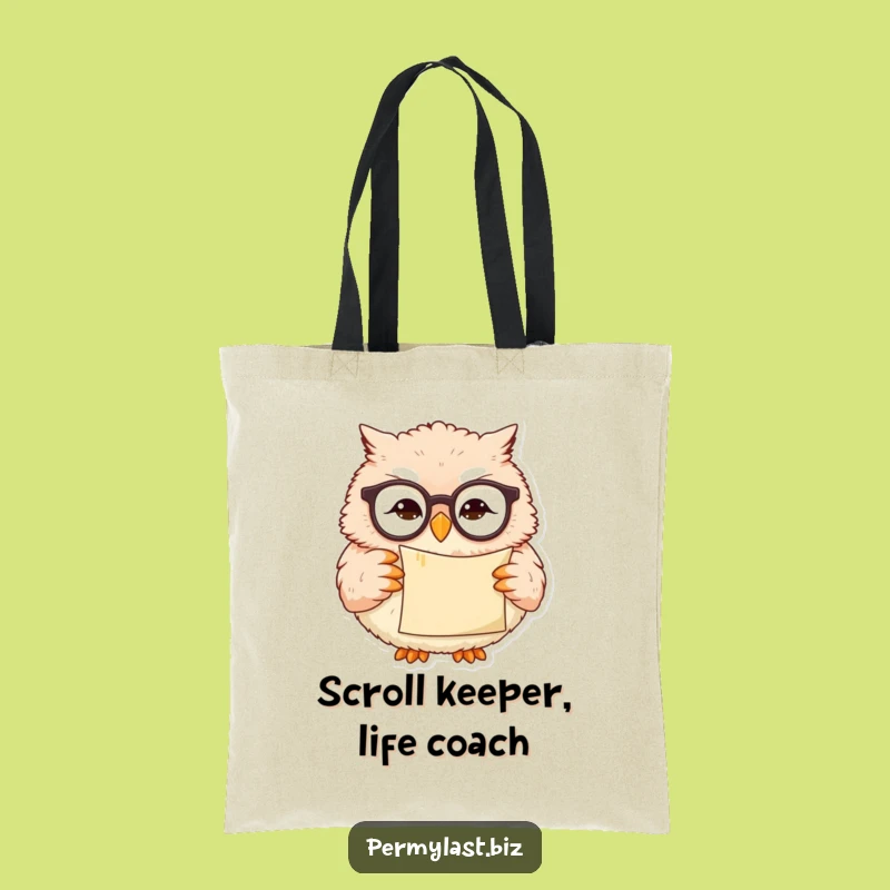 Funny Owl Tote Bag - Wise Scroll Holder Gift for Bookish Adventures